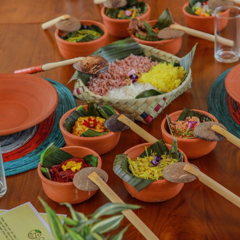 Rice and curry buffet at Ona Garden Villa
