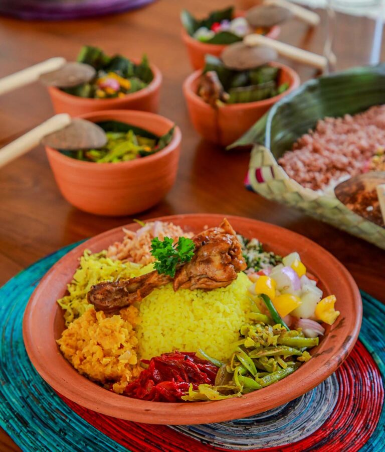 Rice and curry plate at Ona Garden Villa
