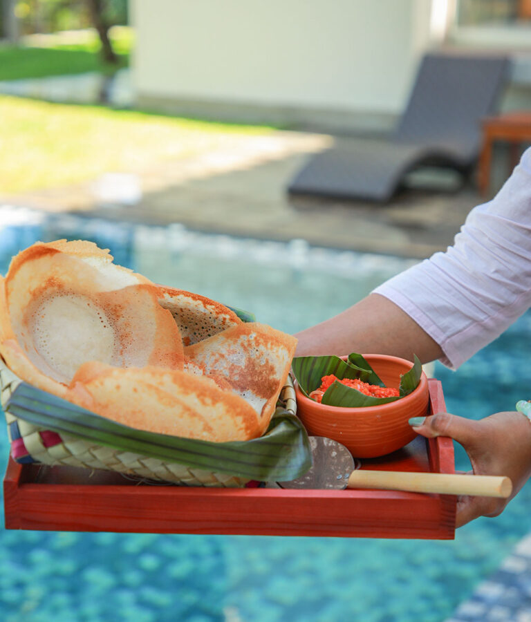 Hoppers served by the poolside
