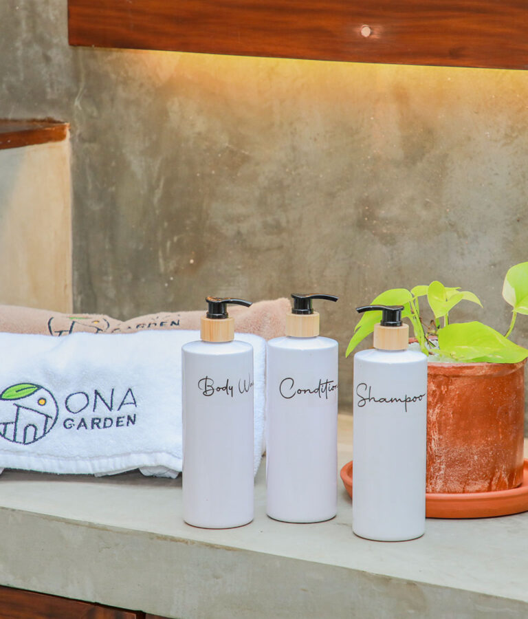 Toiletries in the bathroom at Ona Garden Villa