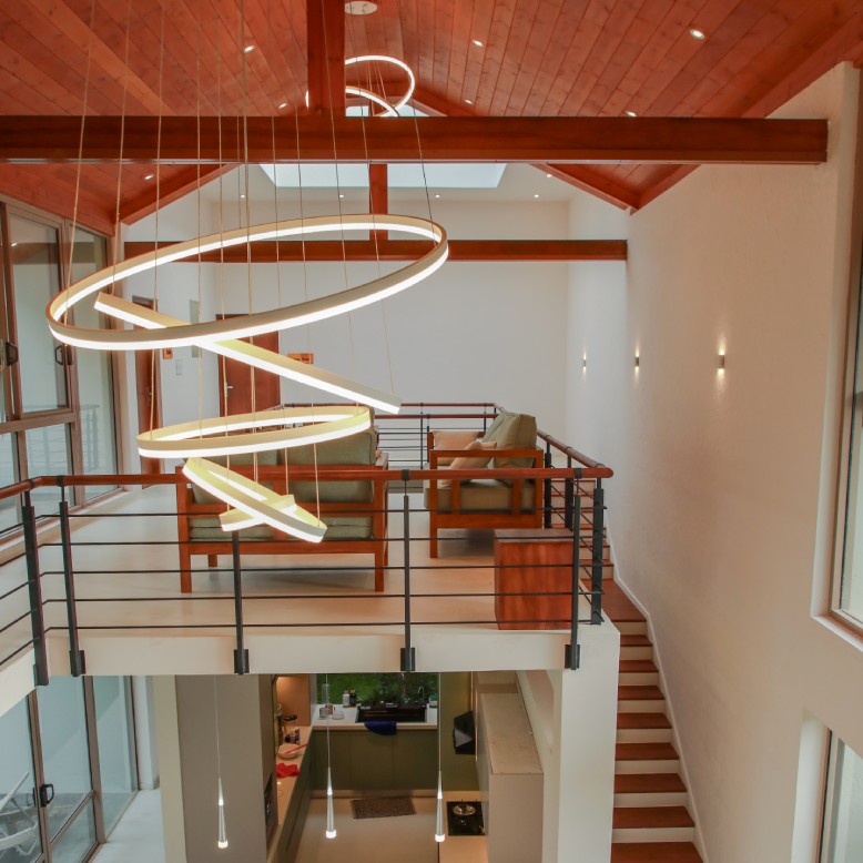 Modern spiral chandelier at Ona Garden Villa