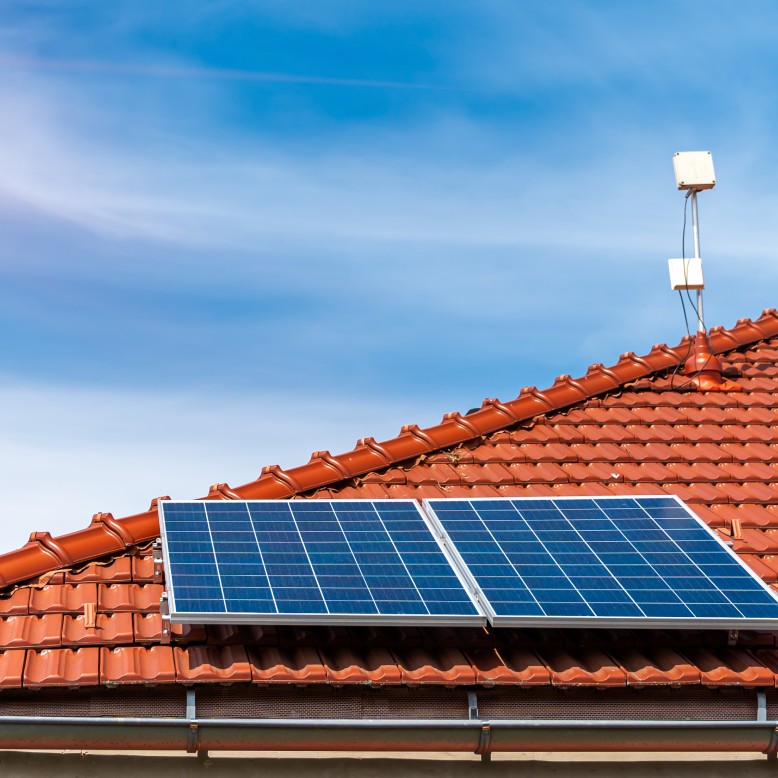 Solar panels on the roof at Ona Garden Villa