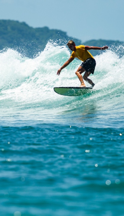 A surfer on the waves 