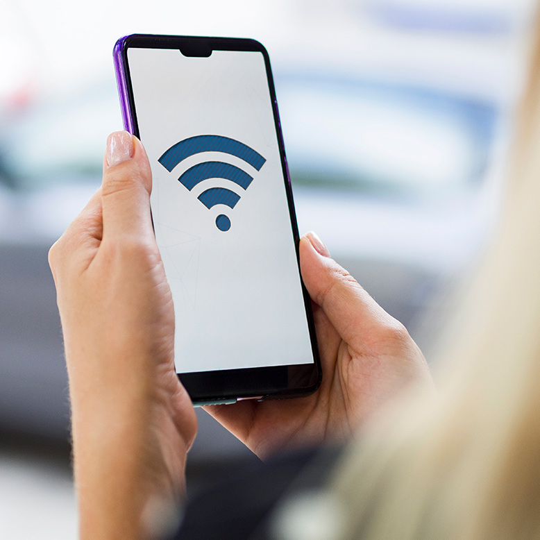 A wi-fi icon on a phone 