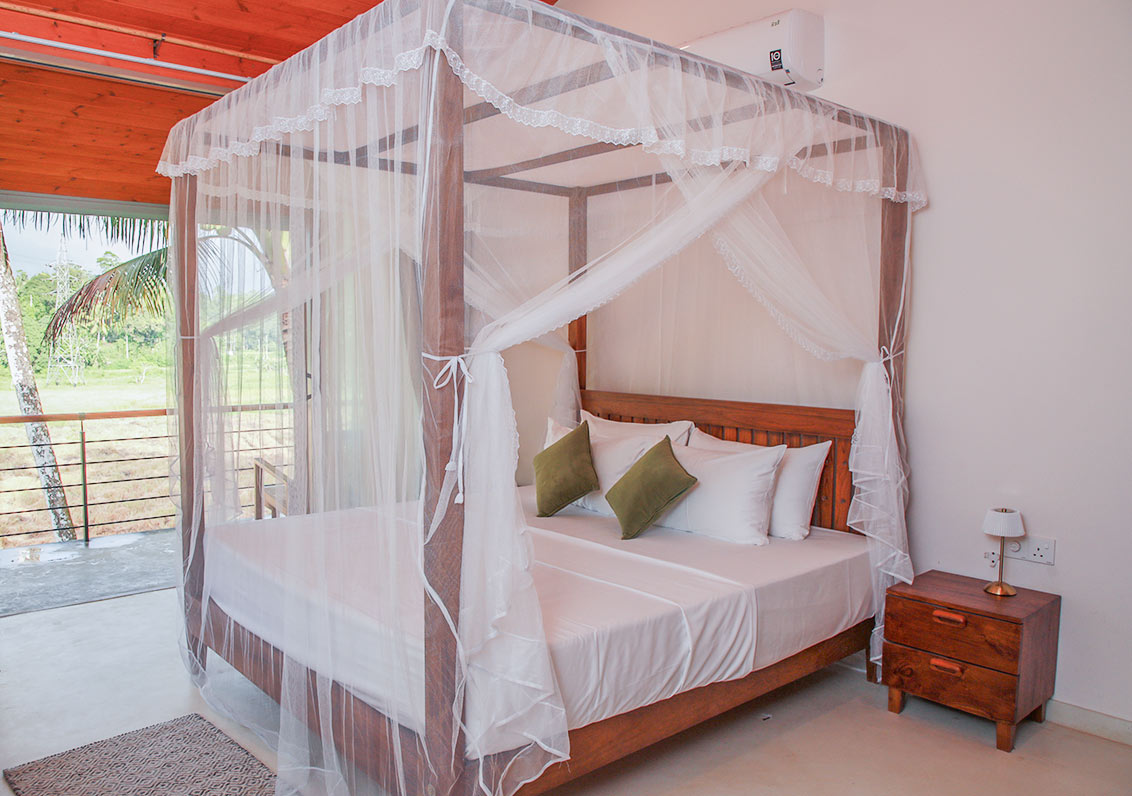 Overview of boutique rooms with paddy views at Ona Garden Villa